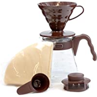 HARIO V60 Coffee Dripper and Glass Server Set 700ml 02 Size Brown [Kitchen] (Japan Import)